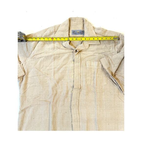 Raja's Linen Shirt Mens LG Raw Slub Textured Short Sleeve Vintage 90s Bangkok - Picture 4 of 7